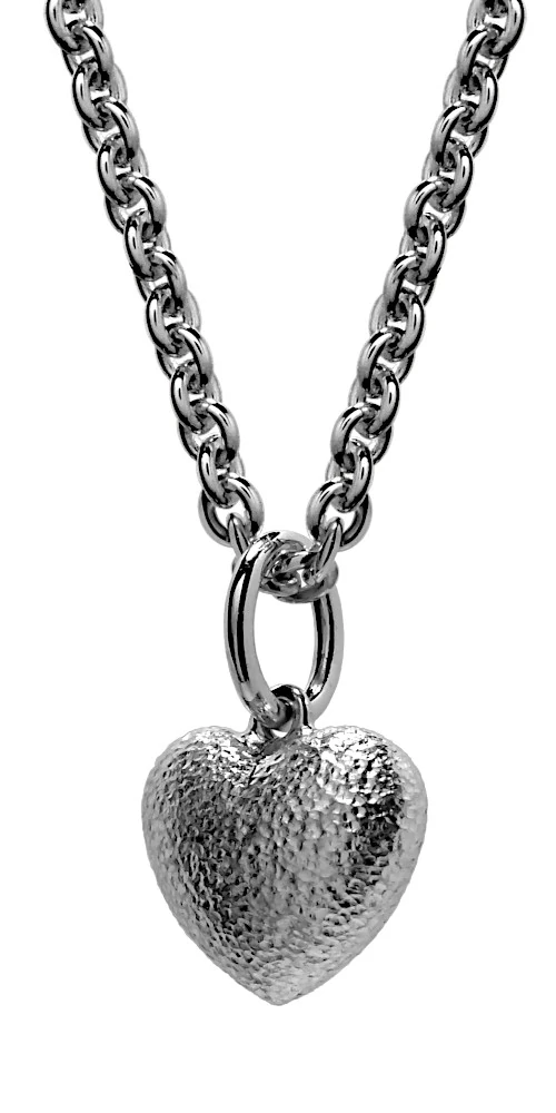 Silver puffed heart pendant