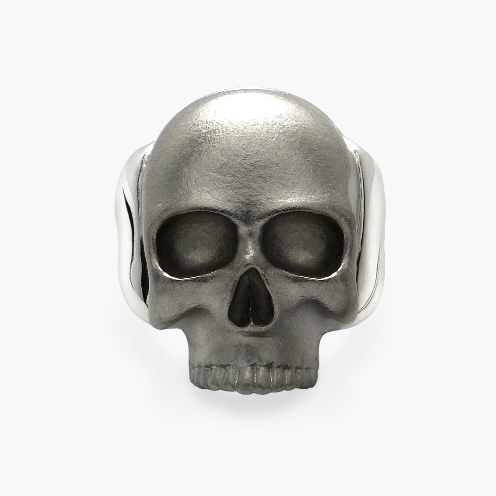 David Jonns Mens Rhodiumed Skull Ring