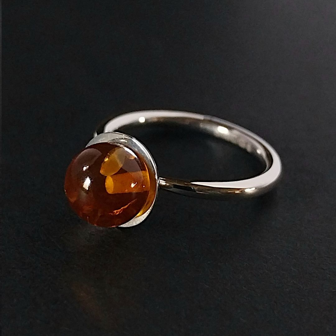 David Jonns Amber Sphere Ring