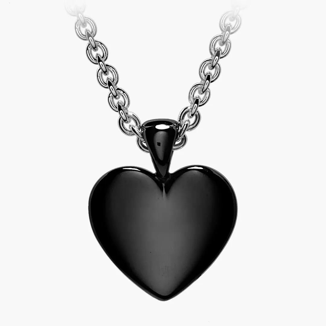 David Jonns Slim Silver Black Rhodium Heart