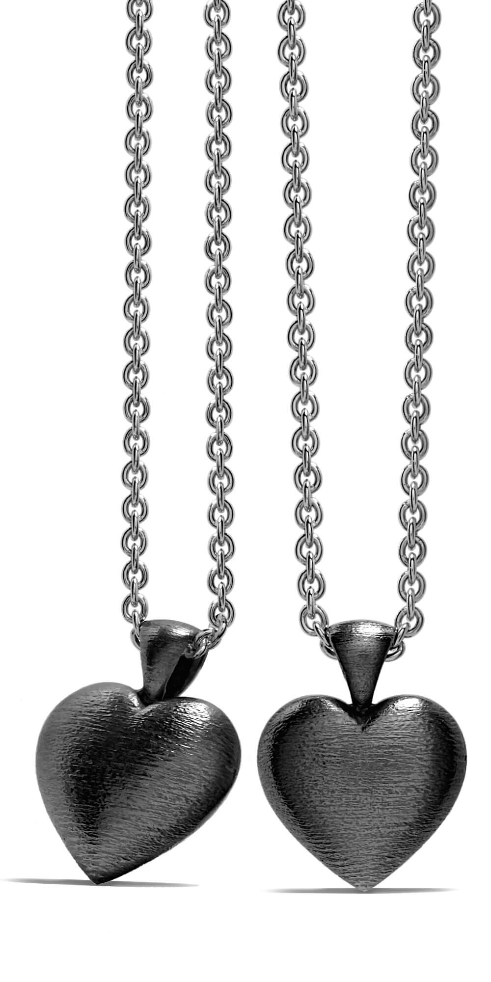 Silver stone heart pendants