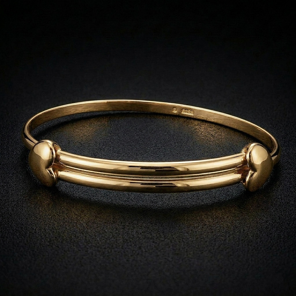 David Jonns Expanding 18ct Gold Love Heart Bangle