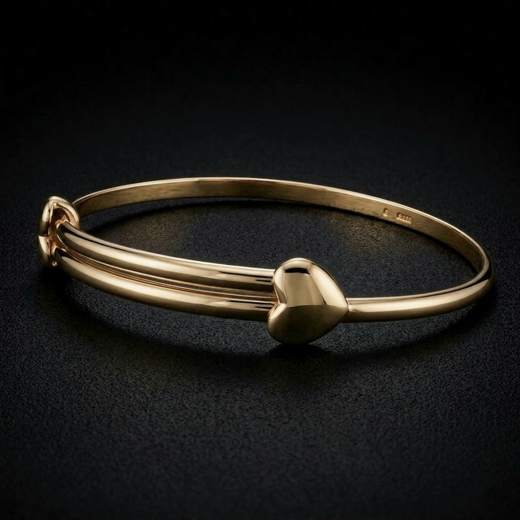 David Jonns Expanding 9ct Gold Love Heart Bangle
