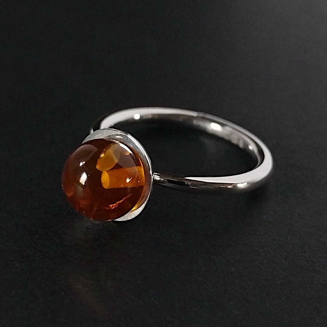 Amber Sphere Stacker Ring