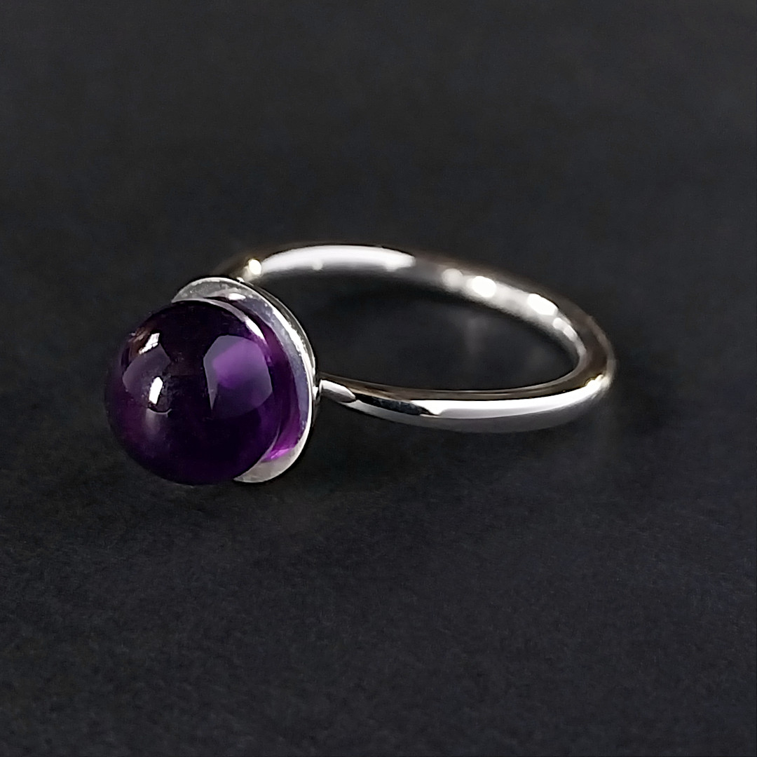 Amethyst Sphere Stacker Ring