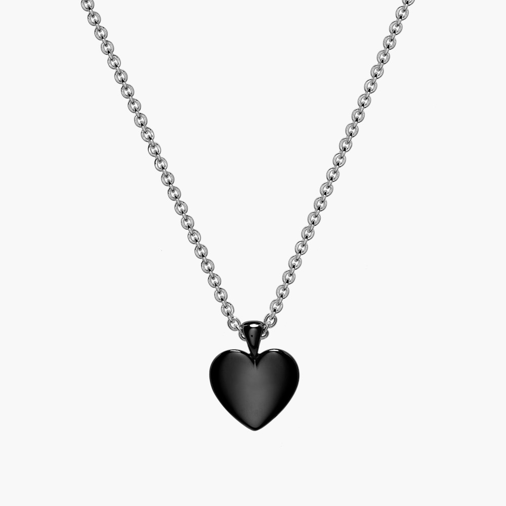David Jonns Black Rhodium Silver Heart Pendant