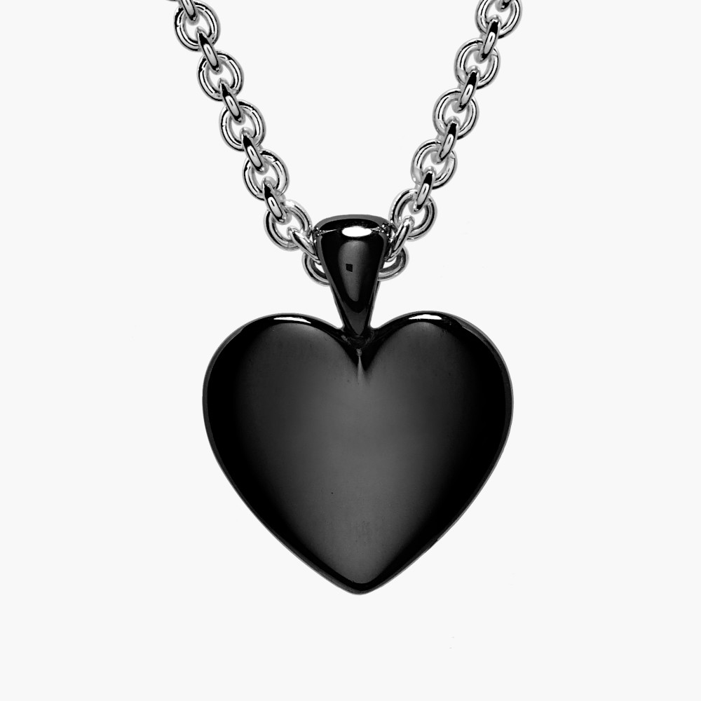 Black Rhodium Silver Heart Pendant