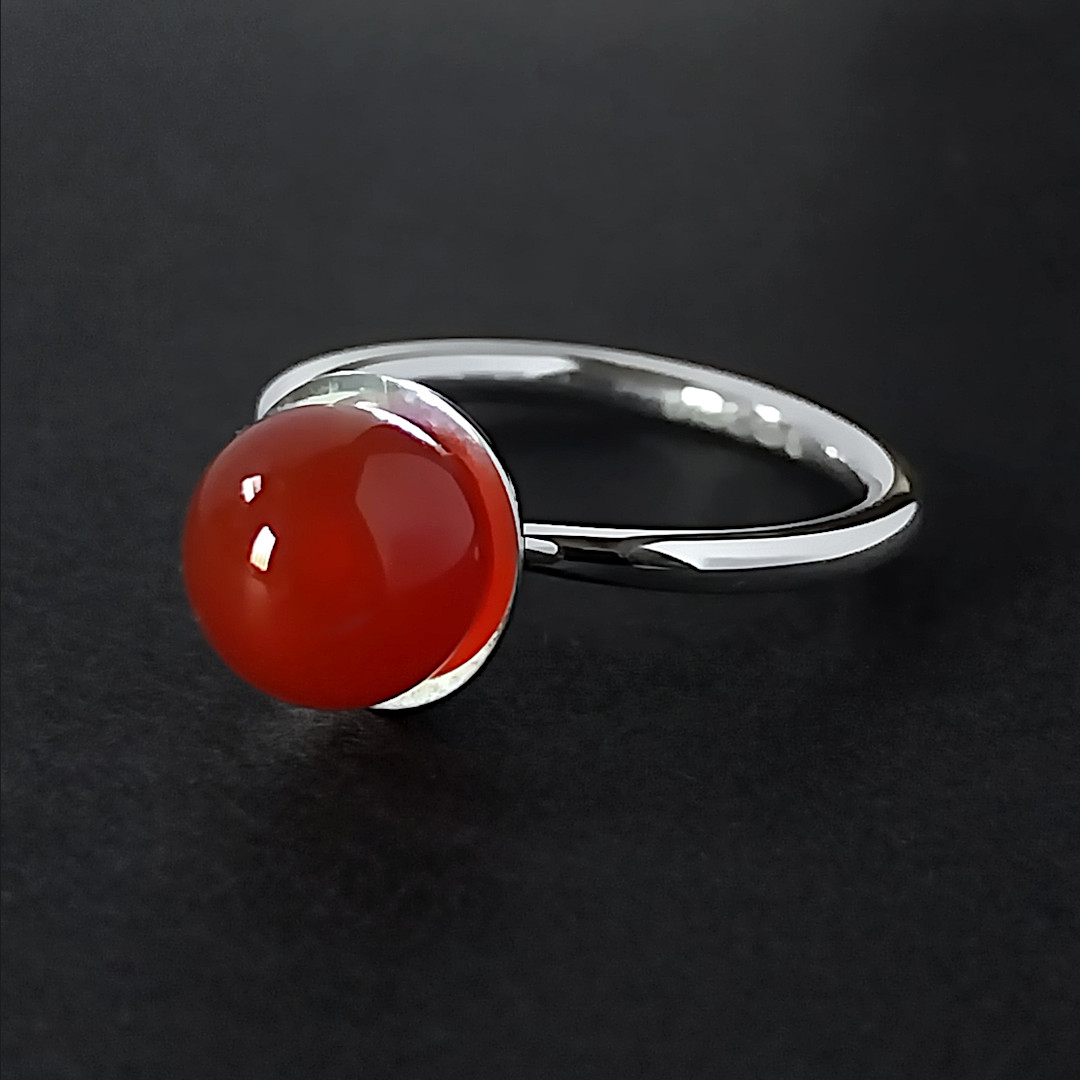 Carnelian Sphere Stacker Ring