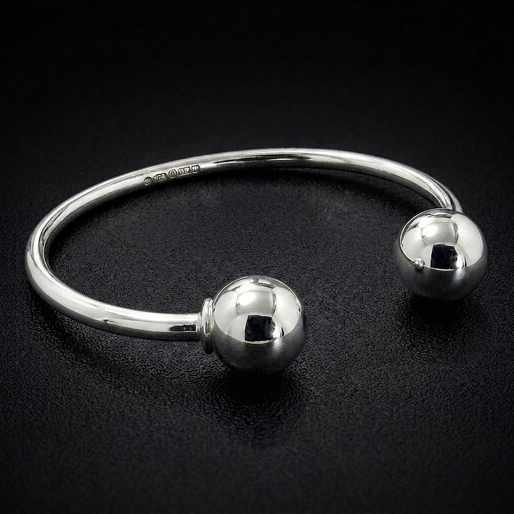 Large Sterling Silver Torque Bangle
