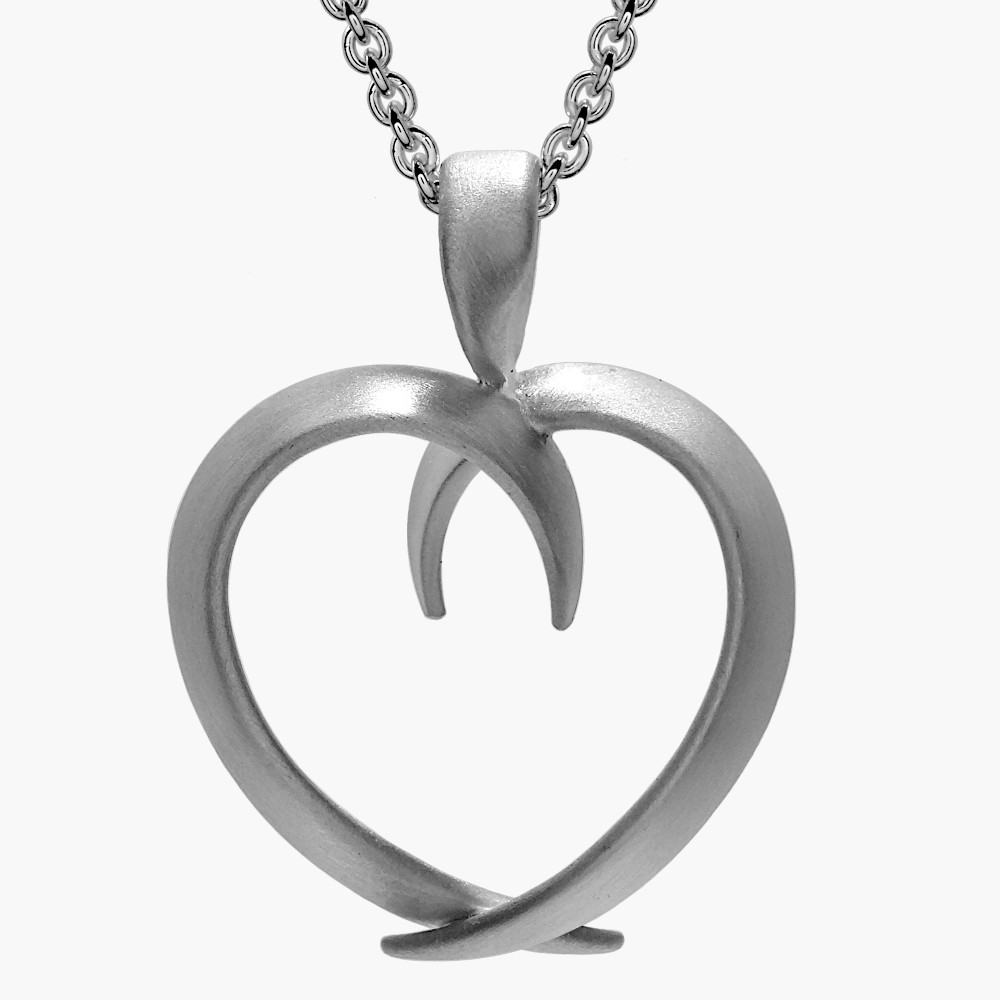 Silver Open Heart Mobius Pendant