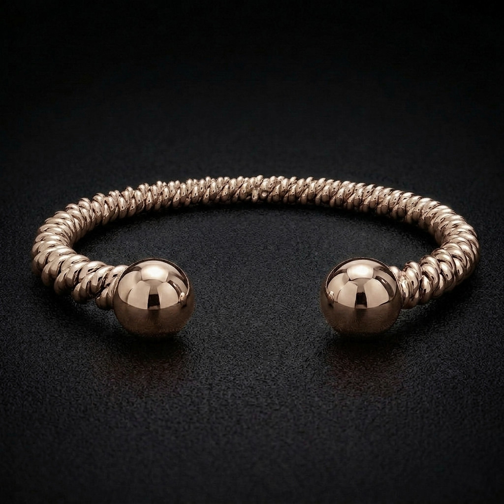 David Jonns 9ct Rose Gold Torsione Torque Bangle