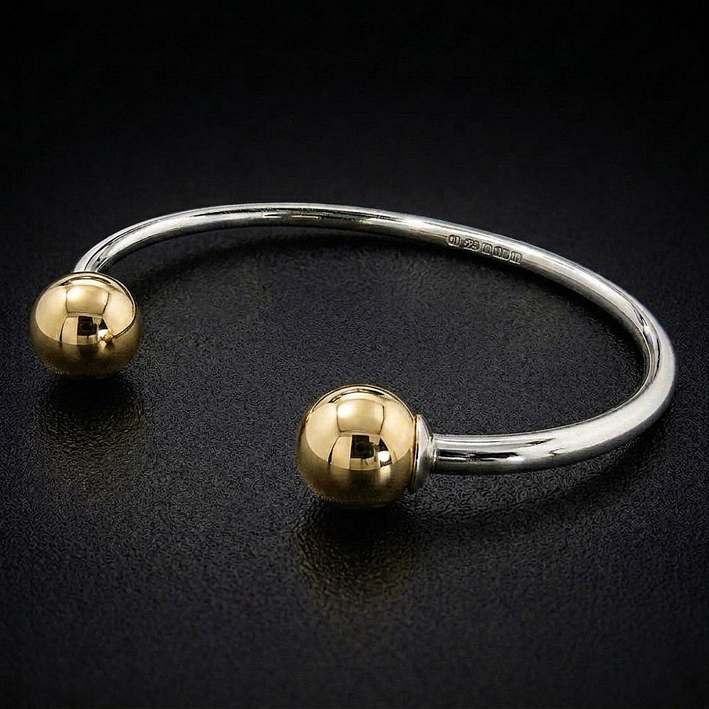 David Jonns Silver & 18ct Torque Bangle