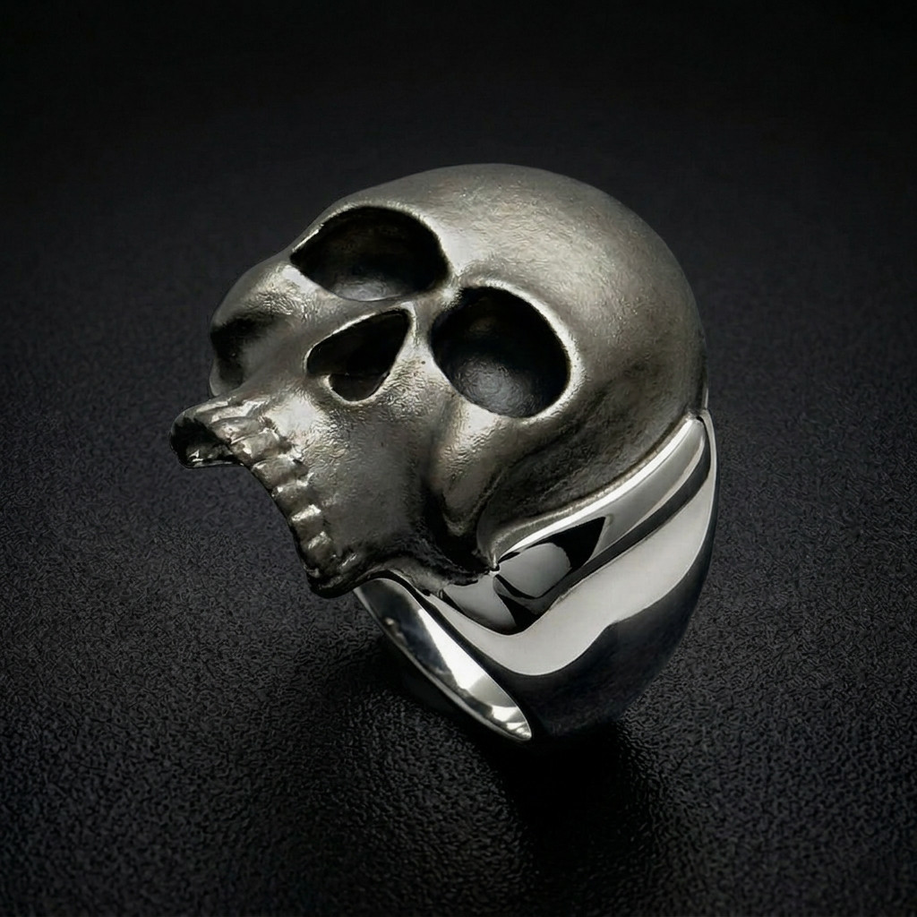 David Jonns Rhodiumed Skull Ring
