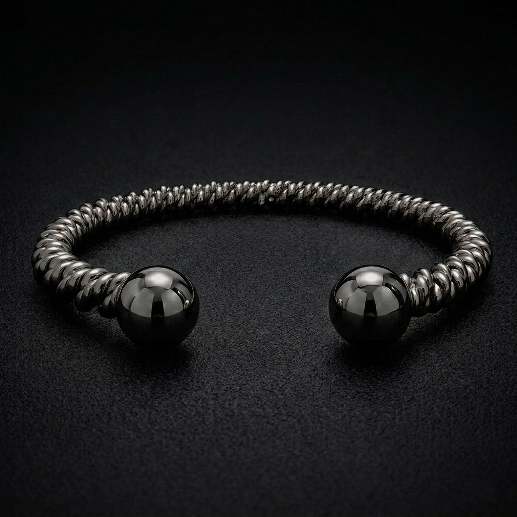 Rhodiumed Torsione Torque Bangle