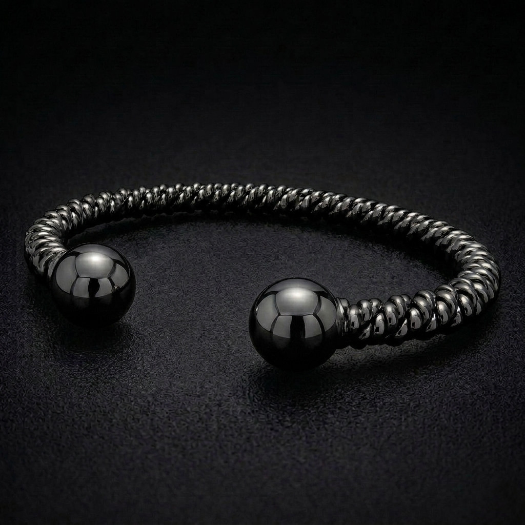 Rhodiumed Torsione Torque Bangle