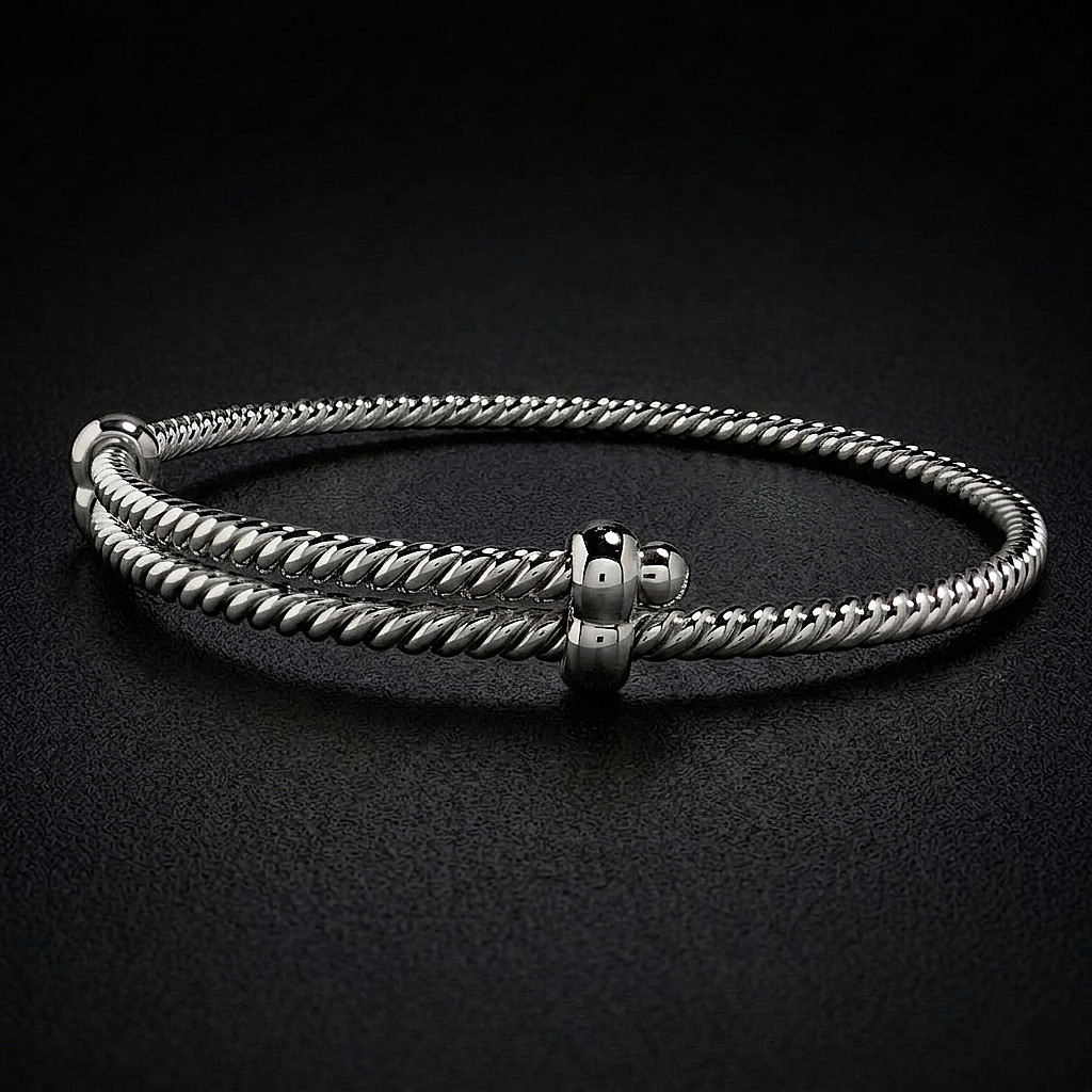 David Jonns Sterling Silver Expandable Twisted Bangle