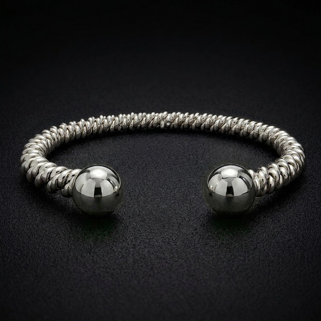 Silver Torsione Torque Bangle