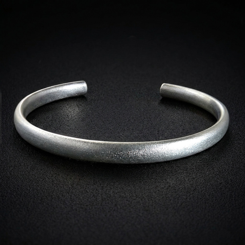 David Jonns Sterling Silver Slim Frosted Cuff