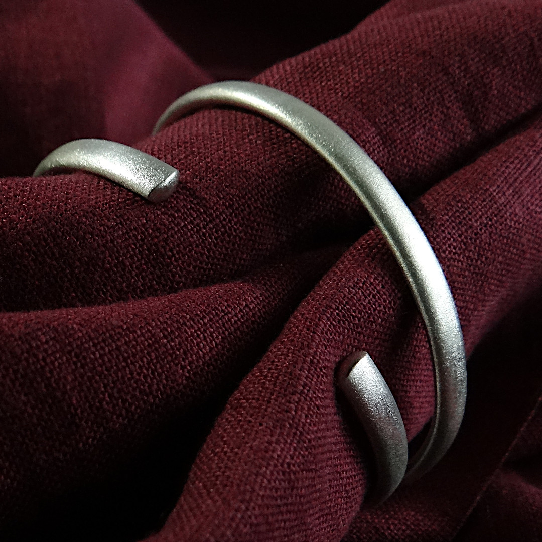 Sterling Silver Slim Frosted Cuff