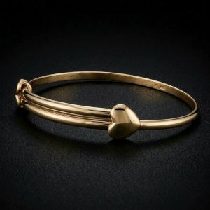 Expanding 9ct Gold Love Heart Bangle