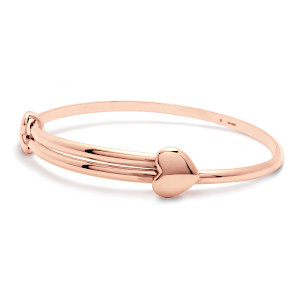 Expanding 9ct Rose Gold Love Heart Bangle