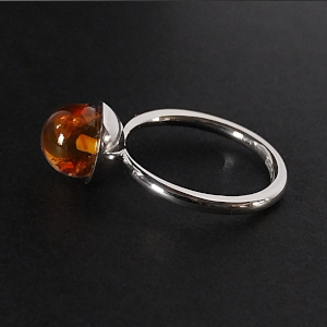 Amber Sphere Stacker Ring