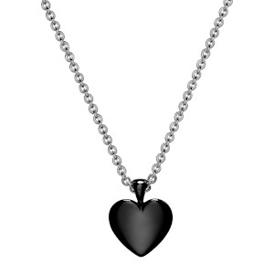 Black Rhodium Silver Heart Pendant