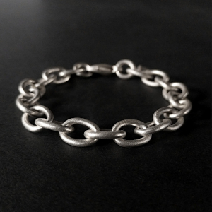 Frosted Silver Cable Chain Bracelet