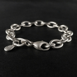 Frosted Silver Cable Chain Bracelet