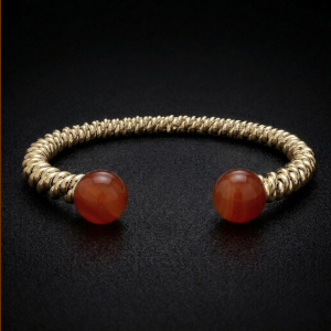 9ct Gold Carnelian Torsione Torque Bangle