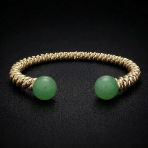 9ct Gold Jade Torsione Torque Bangle
