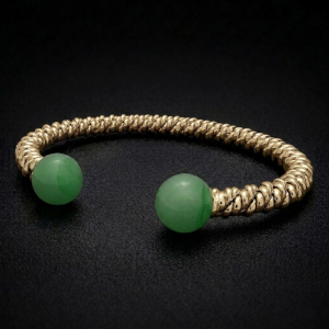 9ct Gold Jade Torsione Torque Bangle