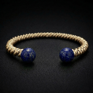 9ct Gold Lapis Torsione Torque Bangle