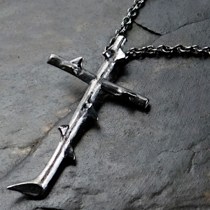 Rhodiumed Thorn Cross