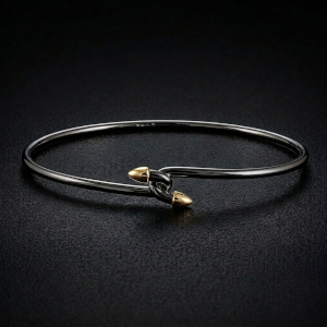 Silver & 18ct Rhodiumed Hook Bangle