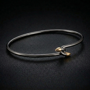 Silver & 18ct Rhodiumed Hook Bangle