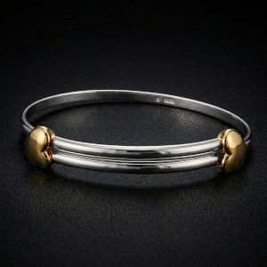 Expanding Silver & 18ct Gold Love Heart Bangle