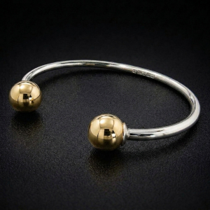 Silver & 18ct Torque Bangle