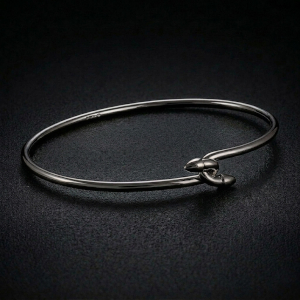 Silver Black Rhodium Hook Bangle