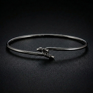 Silver Black Rhodium Hook Bangle
