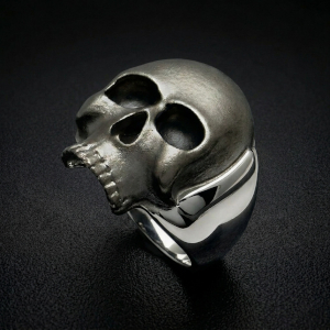Rhodiumed Skull Ring
