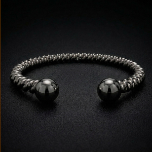 Rhodiumed Torsione Torque Bangle