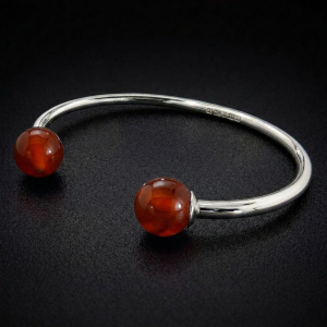 Sterling Silver Carnelian Torque Bangle