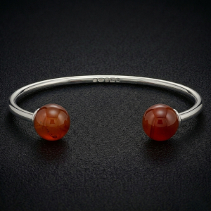 Sterling Silver Carnelian Torque Bangle