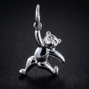 Silver Dancing Teddy Bear Charm