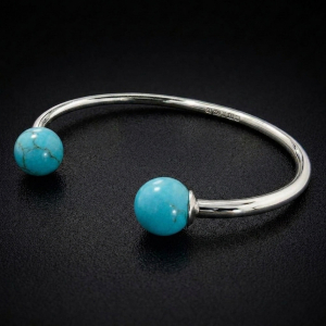 Sterling Silver Turquoise Torque Bangle